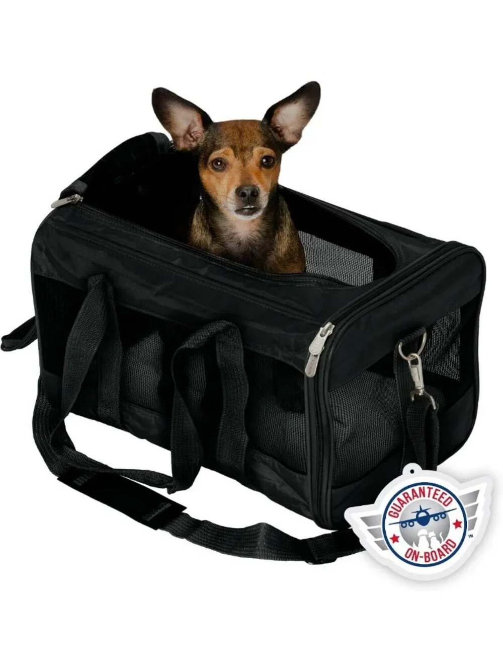 Deluxe Airline Approved Sherpa Pet Carrier - Travel-Friendly, Medium, Black